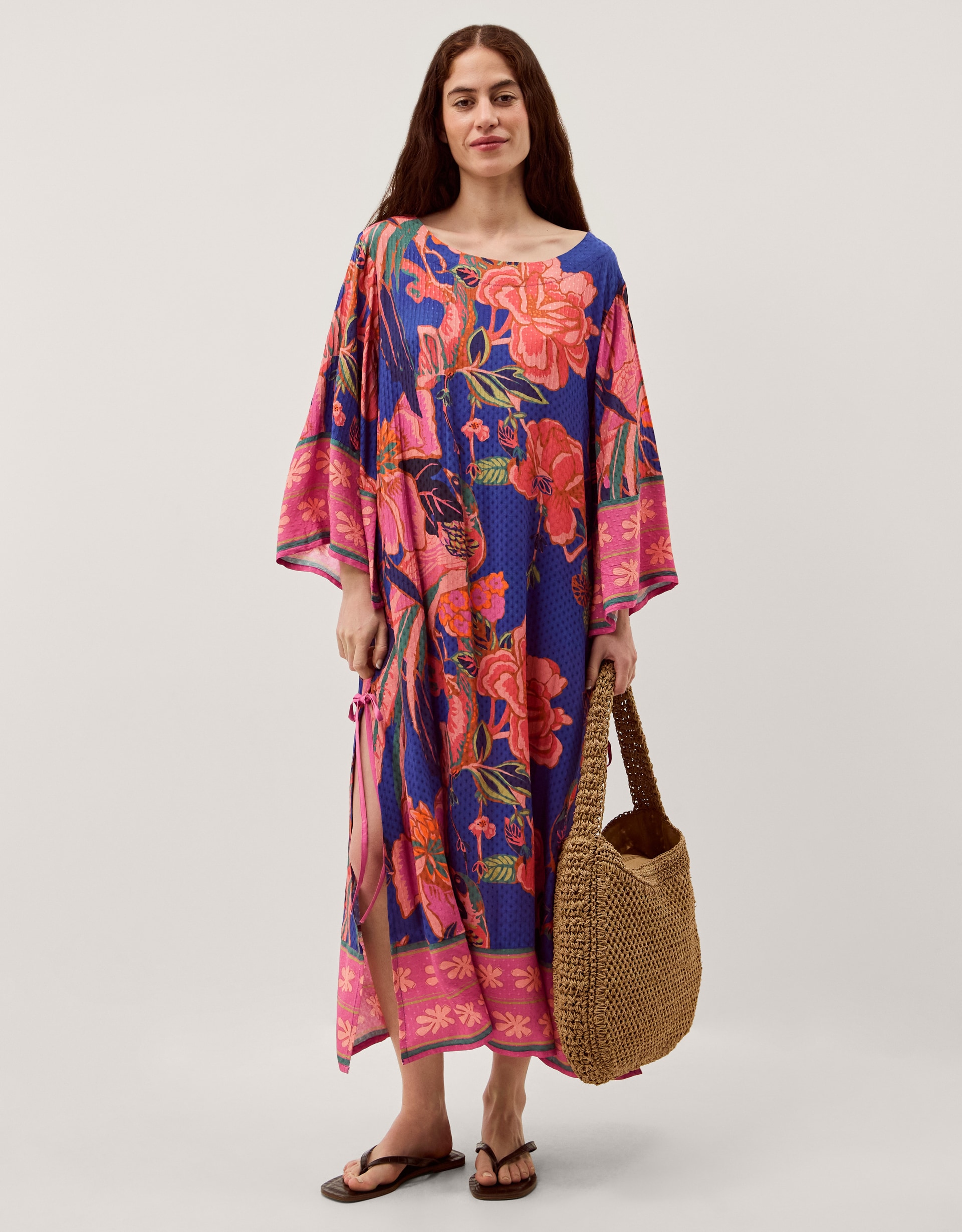 New In - Monsoon Carmen Floral Print Midi Kaftan