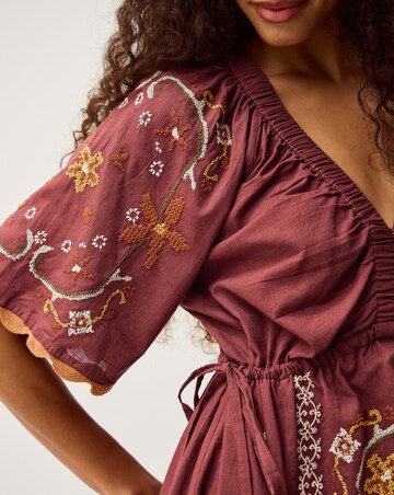 Monsoon Greta Embroidered Midi Dress