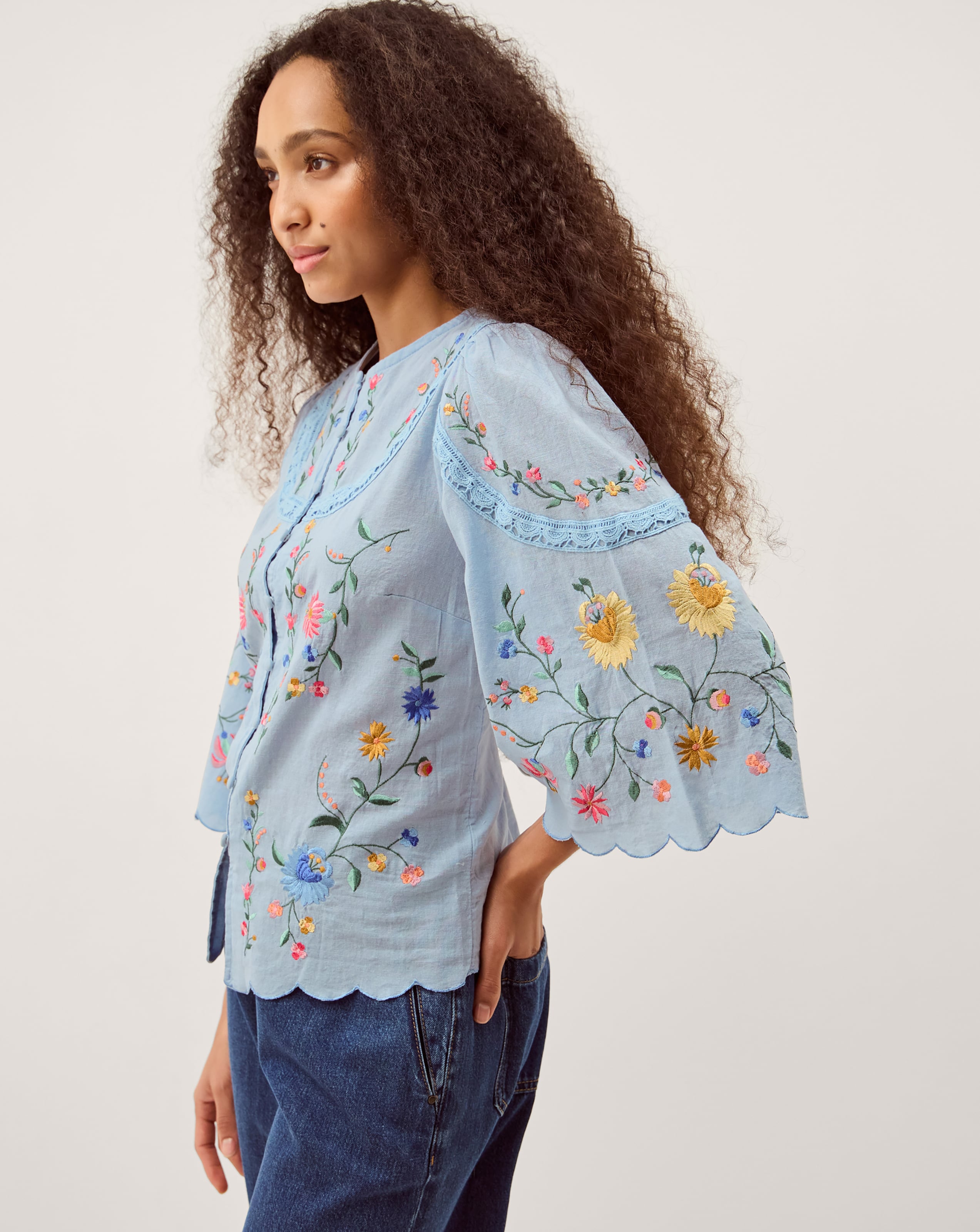 New In - Monsoon Alice Floral Embroidered Top