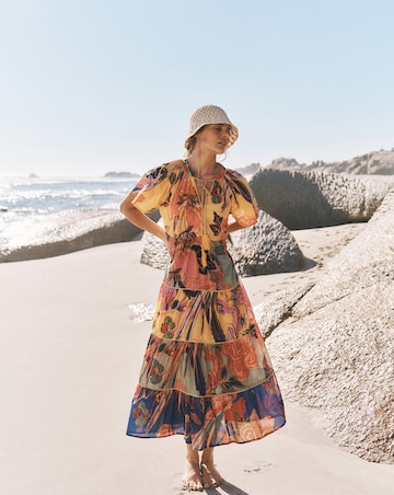 Monsoon Carmen Floral Tiered Midi Dress