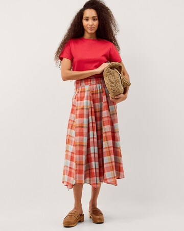 Monsoon Cecily Check Midi Skirt