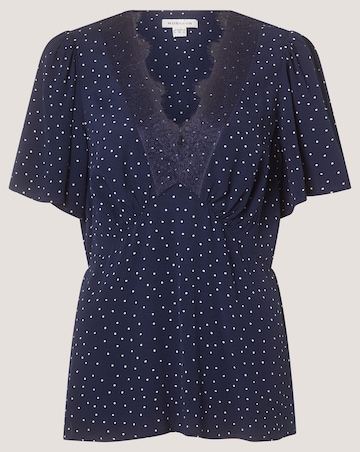 Monsoon Cleo Lace Polka Dot Top