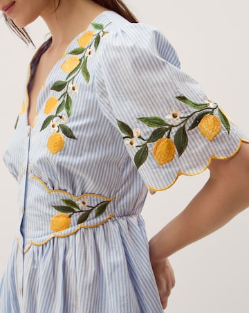 Monsoon Marisol Lemon Stripe Midi Dress