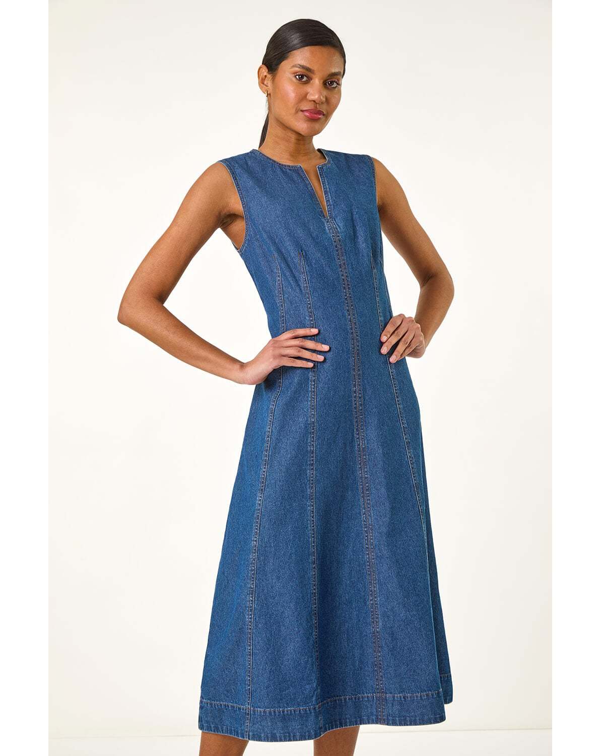 Roman Panel Detail Midi Dress