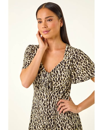 Roman Petite Animal Print Midi Dress