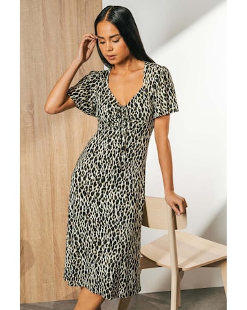 Roman Petite Animal Print Midi Dress