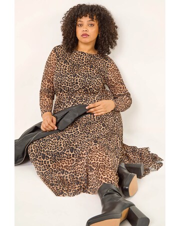 Roman Curve Animal A-Line Stretch Dress