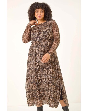 Roman Curve Animal A-Line Stretch Dress
