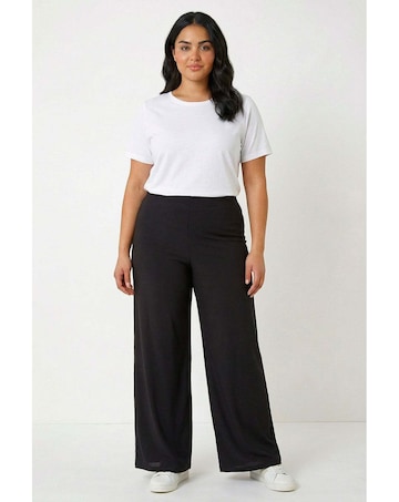 Roman Curve Elastic Waist Wide Trousers
