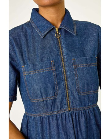 Roman Denim Zip Midi Dress