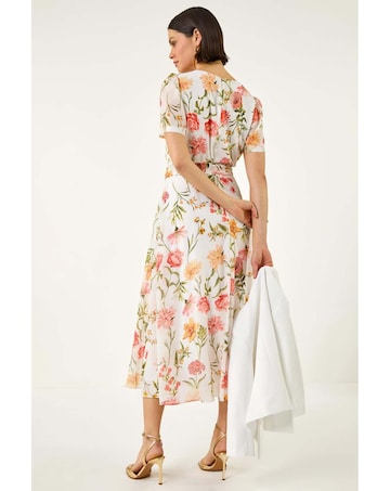Roman Floral Chiffon Pleated Dress