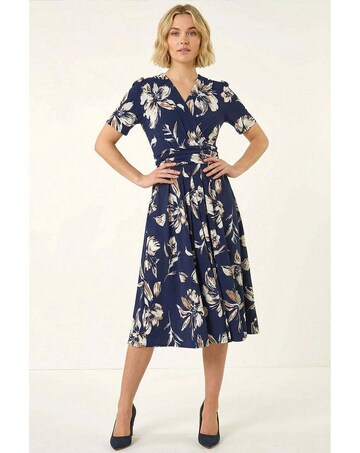 Roman Floral Wrap Midi Dress