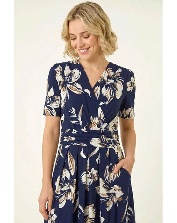 Roman Floral Wrap Midi Dress
