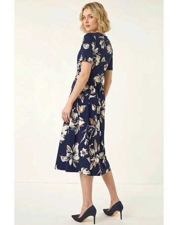 Roman Floral Wrap Midi Dress