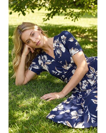 Roman Floral Wrap Midi Dress