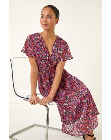 Roman Petite Floral Twist Midi Dress