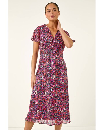 Roman Petite Floral Twist Midi Dress