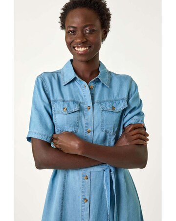 Roman Button Through Midi Dress