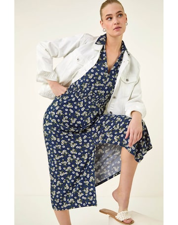 Roman Ditsy Print V-Neck Midi Dress