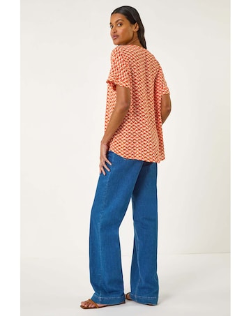 Roman Abstract Print Tunic Top