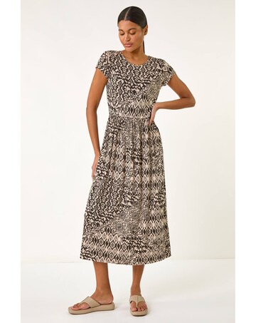 Roman Abstract Print Midi Dress