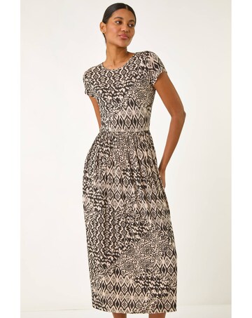Roman Abstract Print Midi Dress