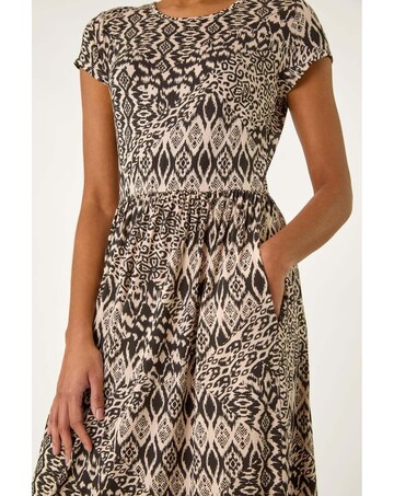 Roman Abstract Print Midi Dress