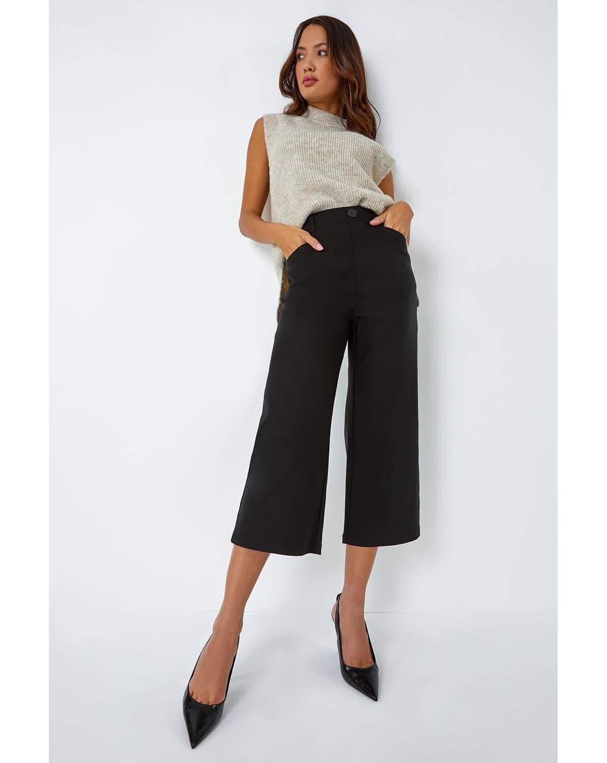 Roman Cropped Stretch Culotte