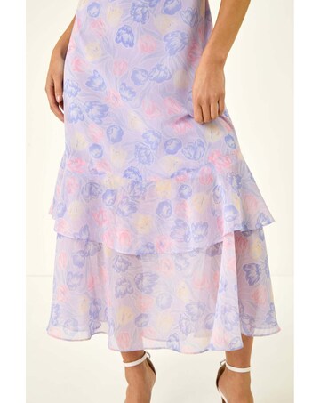 Roman Petite Floral Frill Midi Dress