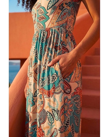 Roman Paisley  Short Sleeve Midi Dress