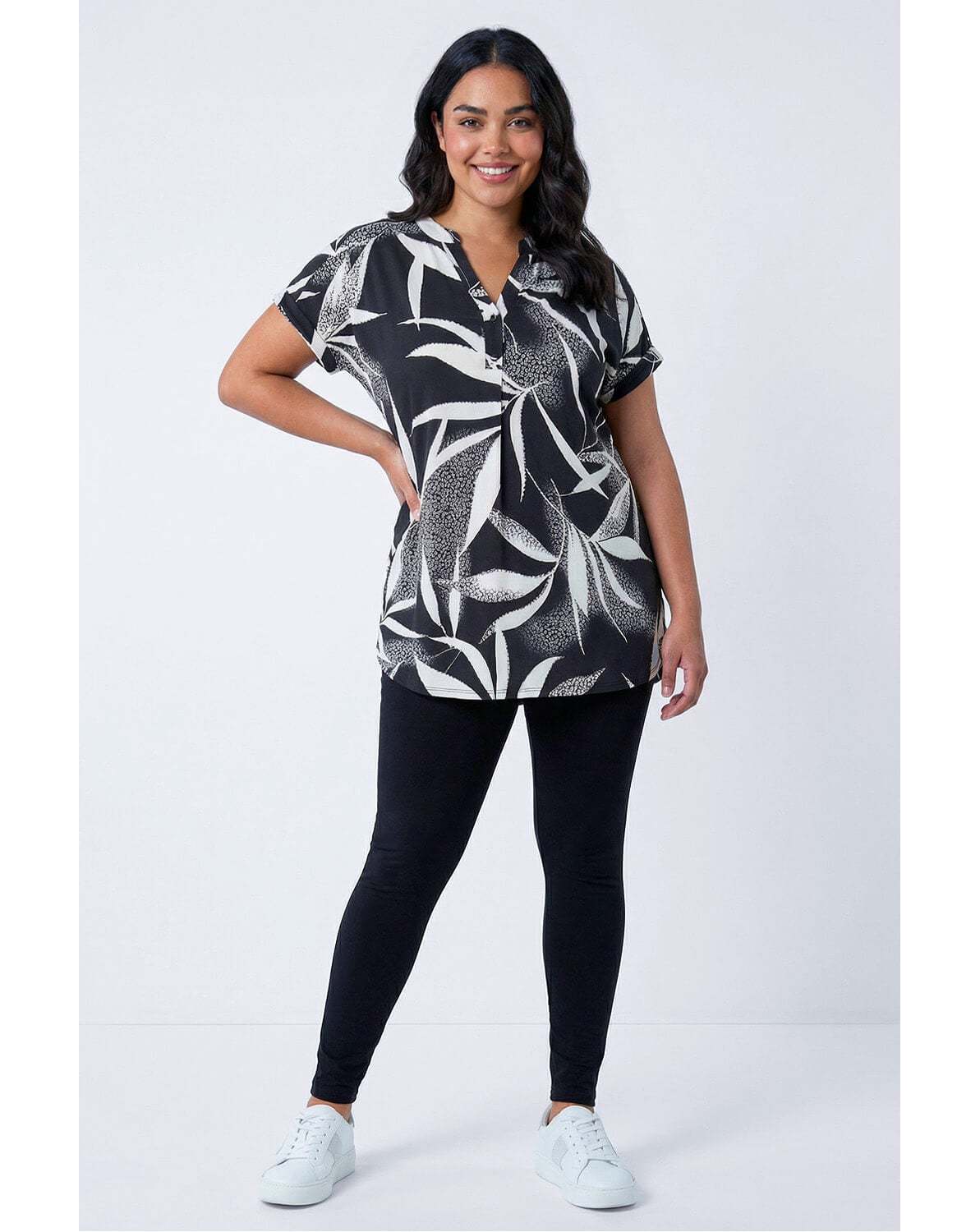 Roman Curve Stretch Plain Leggings