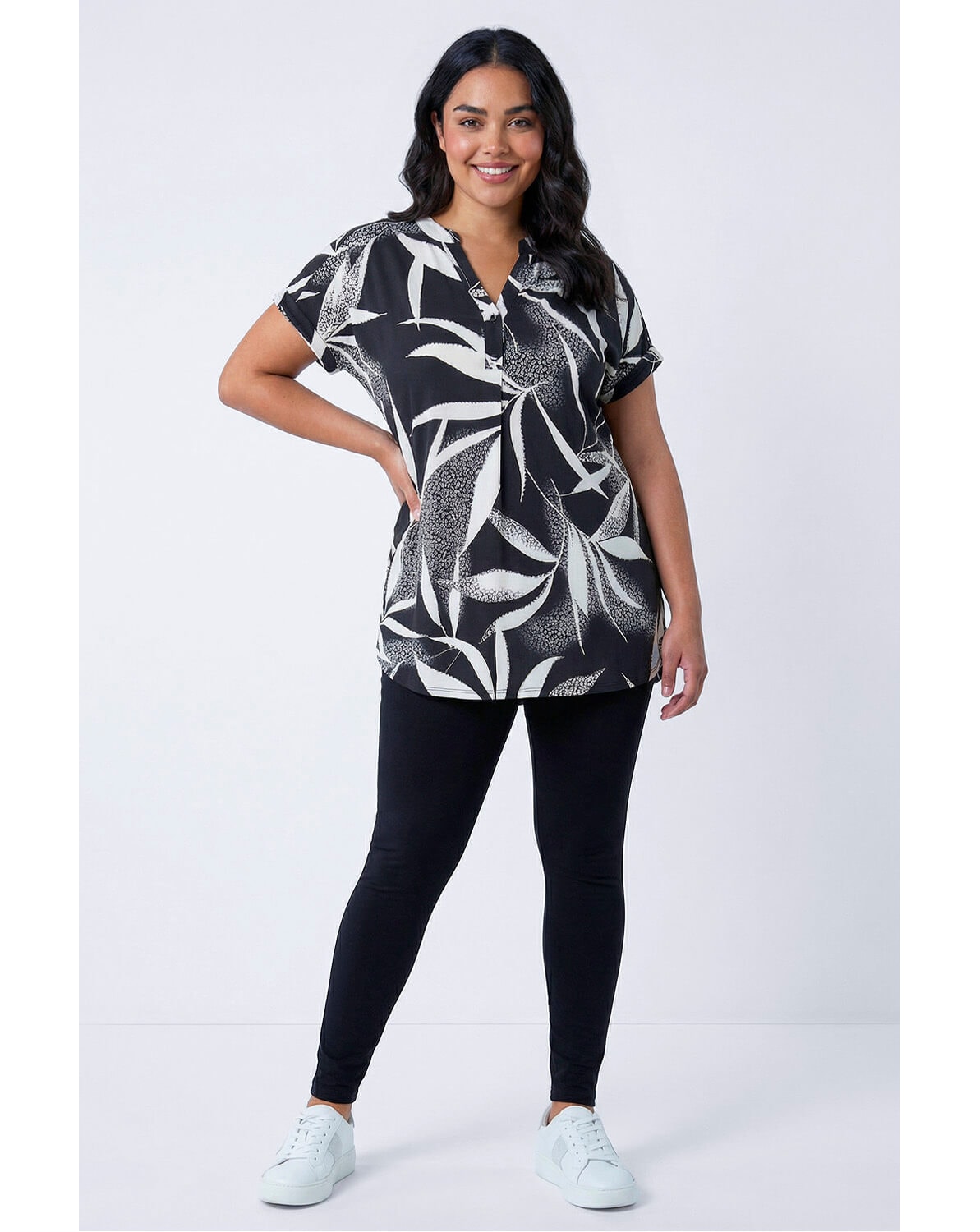 Roman Curve Stretch Plain Leggings