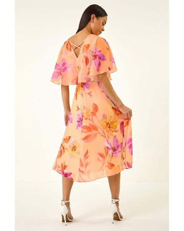 Roman Petite Floral Tie Front Cape Dress