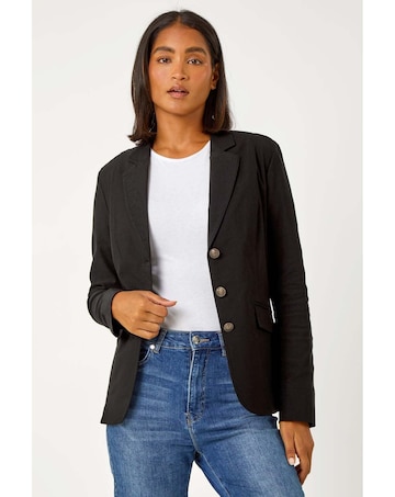 Roman Button Detail Stretch Blazer