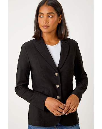 Roman Button Detail Stretch Blazer