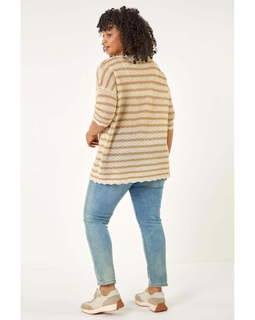 Roman Curve Scallop Hem Stripe Knit