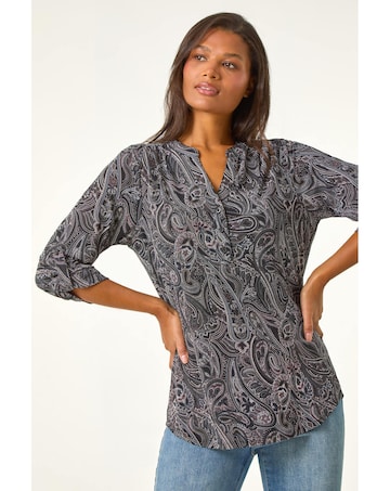 Roman Textured Paisley Stretch Blouse