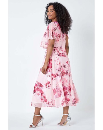 Roman Petite Floral Chiffon Midi Dress