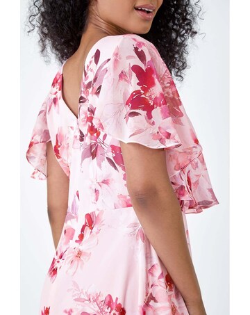 Roman Petite Floral Chiffon Midi Dress