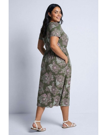 Roman Curve Floral Gathered Midi Dress