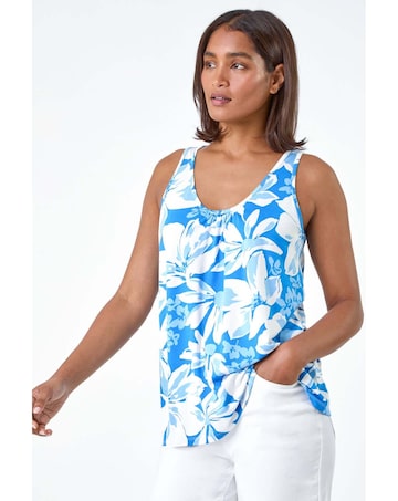 Roman Floral Print Stretch V-Neck Vest