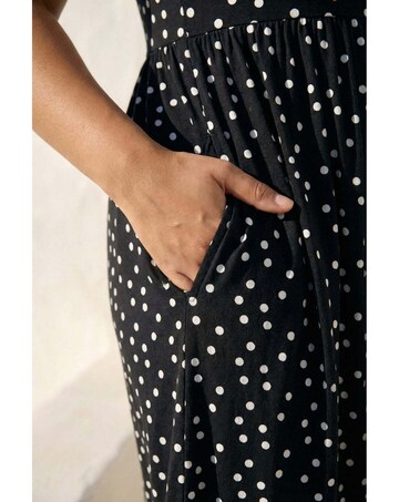 Roman Curve Polka Gathered Waist Dress