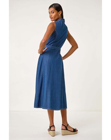 Roman Denim Button Through Midi Dress