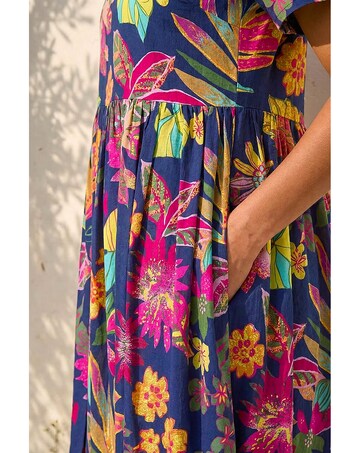 Roman Floral Print Smock Midi Dress