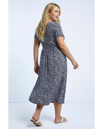 Roman Curve Abstract Pocket Midi Dress