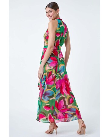 Roman Floral Print Halterneck Maxi Dress