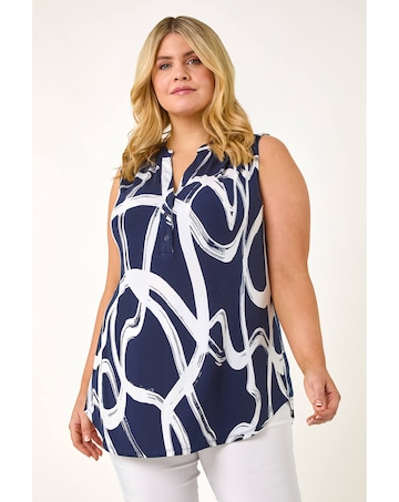Roman Curve Abstract Print Vest Top