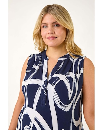 Roman Curve Abstract Print Vest Top