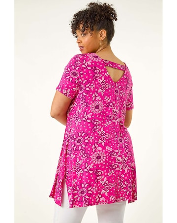 Roman Curve Paisley Print Bar Back Top