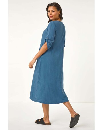 Roman Textured A-line Midi Dress